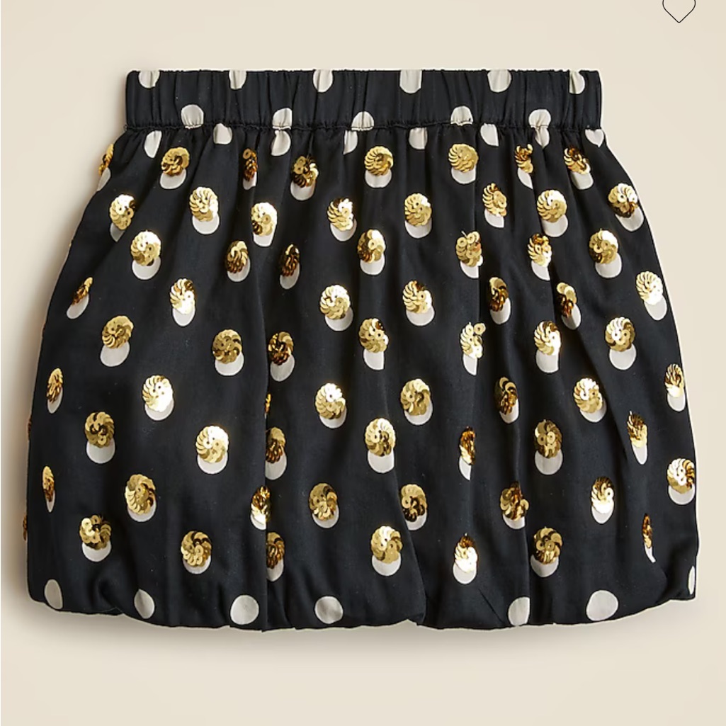 Jcrew Black Skirt With Gold Sequin Dots